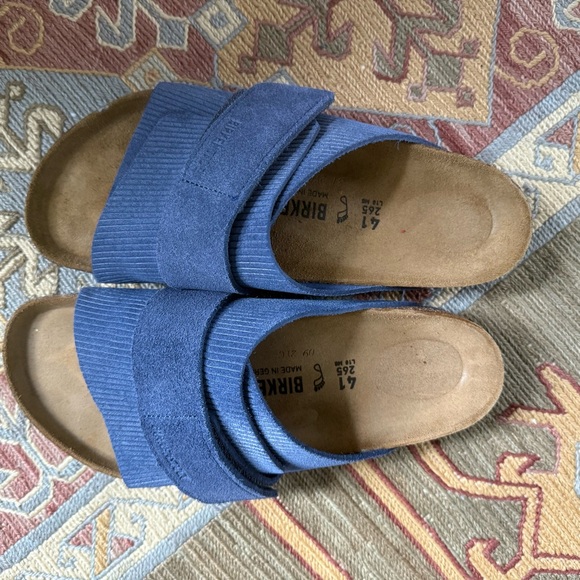 NEW Birkenstock Kyoto Suede Sandals in Blue Corduroy - Picture 2 of 7